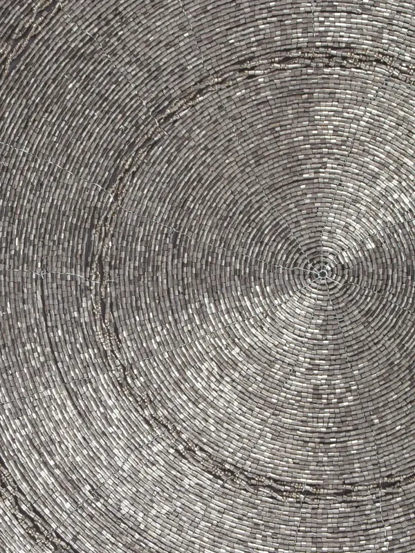 Салфетка под приборы, 36 см, бисер, круглая, темно-серая, Shiny beads, image-4