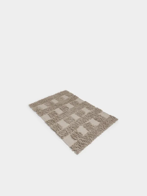 Ковер, 120х180 см, с ворсом, хлопок, бежевый, Cage pattern, image-1