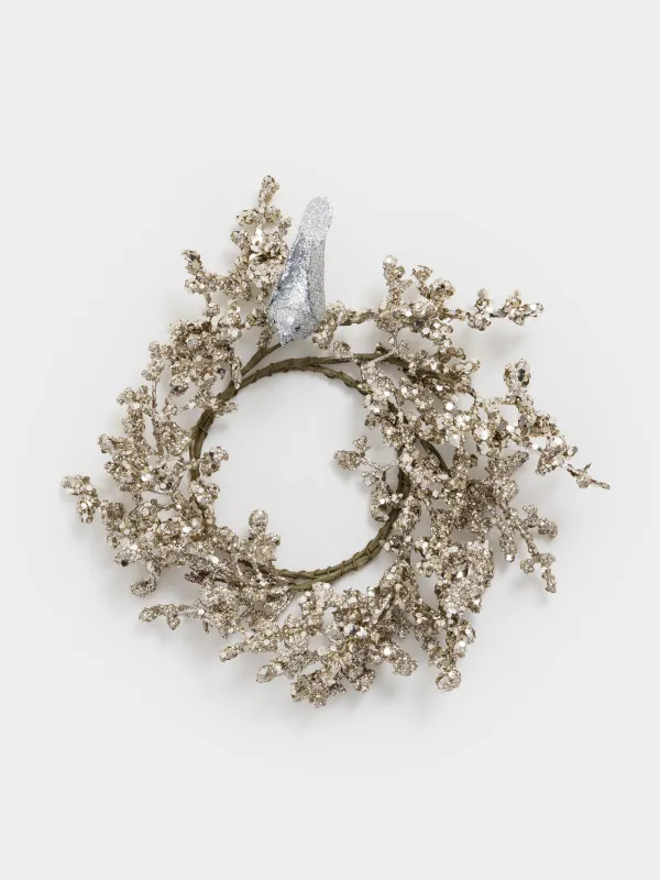 Венок для свечи, 10/25 см, ПВХ/пенопласт, шампань, Птица, Champagne decor, image-0