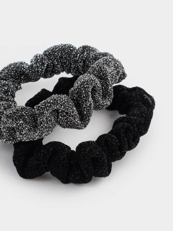 Набор резинок для волос, 7 см, 2 шт, полиэстер, черный/серебристый, Hairstyle, image-2