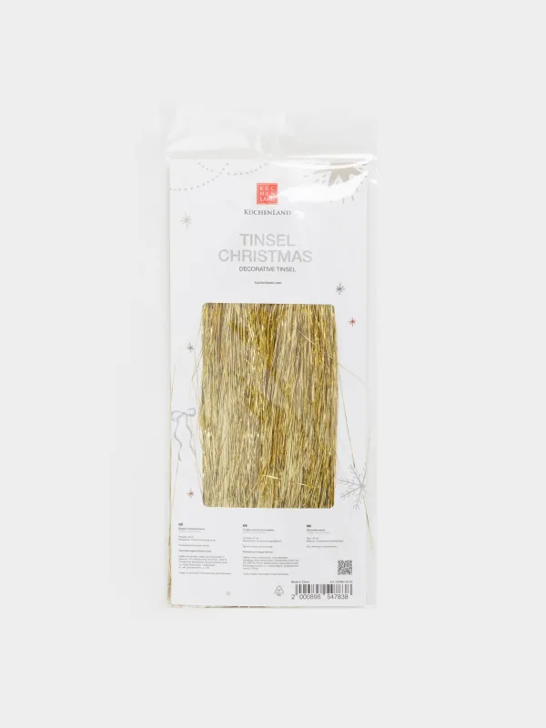 Дождик декоративный, 46 см, мишура, золотистый, Нити, Tinsel christmas, image-4