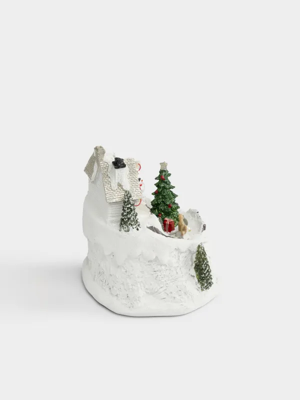 Статуэтка с подсветкой, 14х16 см, анимированная, Дом, Christmas style, image-1