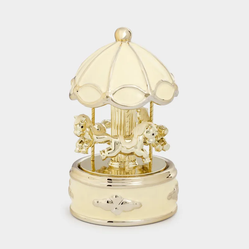 Статуэтка музыкальная, 16 см, с подсветкой, керамика, бело-золотистая, Карусель, Golden style