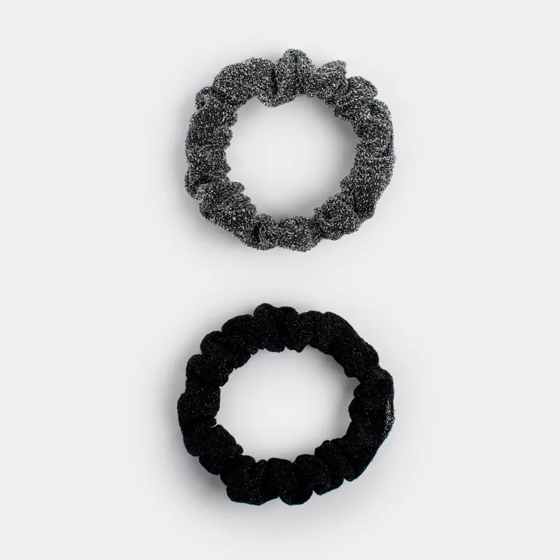 Набор резинок для волос, 7 см, 2 шт, полиэстер, черный/серебристый, Hairstyle