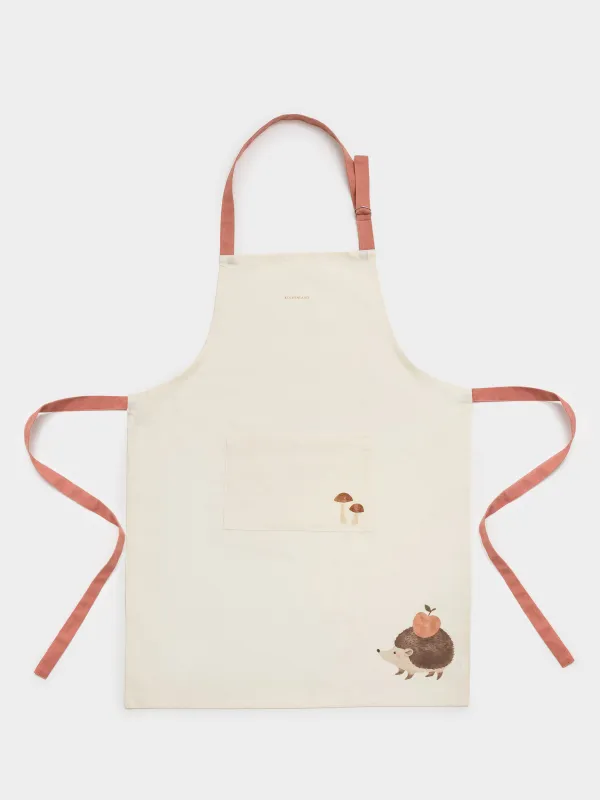 Фартук, 65х85 см, хлопок, бежевый, Еж с яблоком, Hedgehog apple, image-0