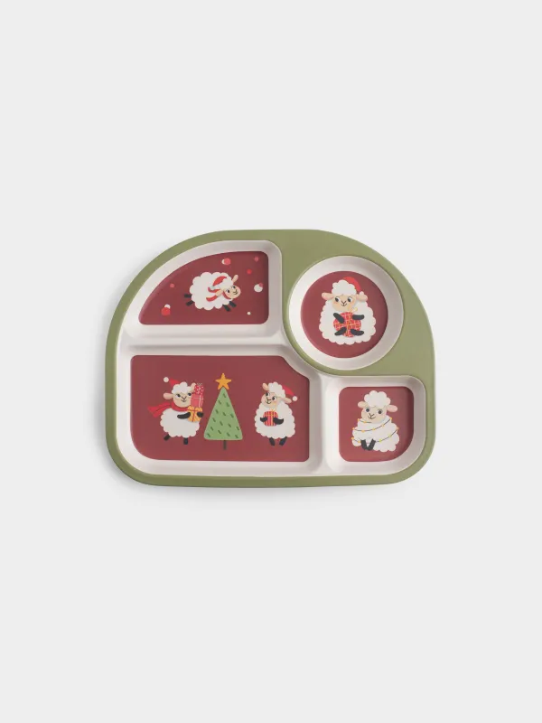 Тарелка обеденная, 27х21 см, 4 отделения, Овечки, Little sheep, image-0