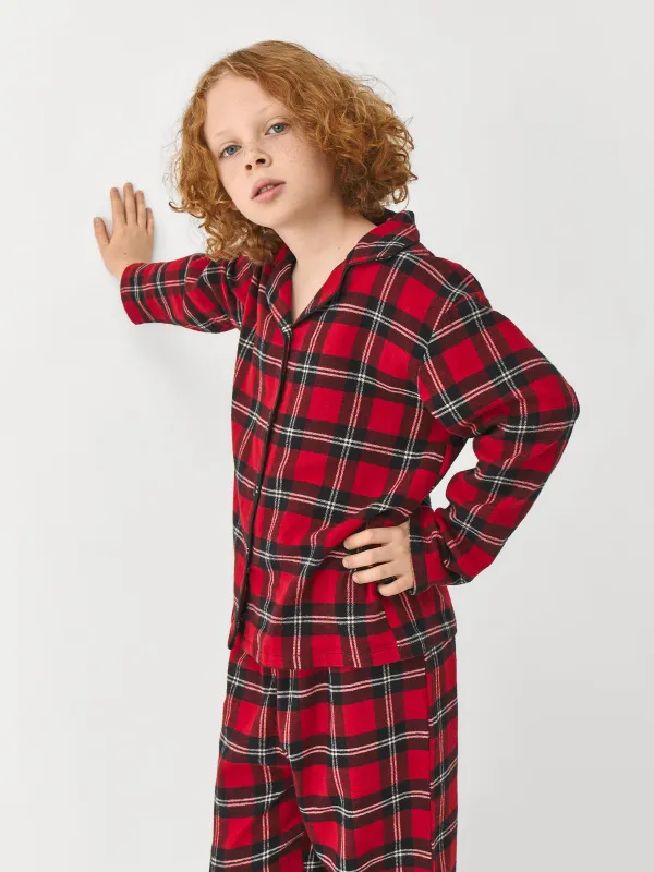 Пижама детская, с брюками, хлопок, красная, Клетка, Patsy, image-3