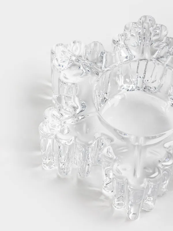 Подсвечник, 11x4 см, для чайной свечи, стекло, Снежинка, Snowfall, image-3