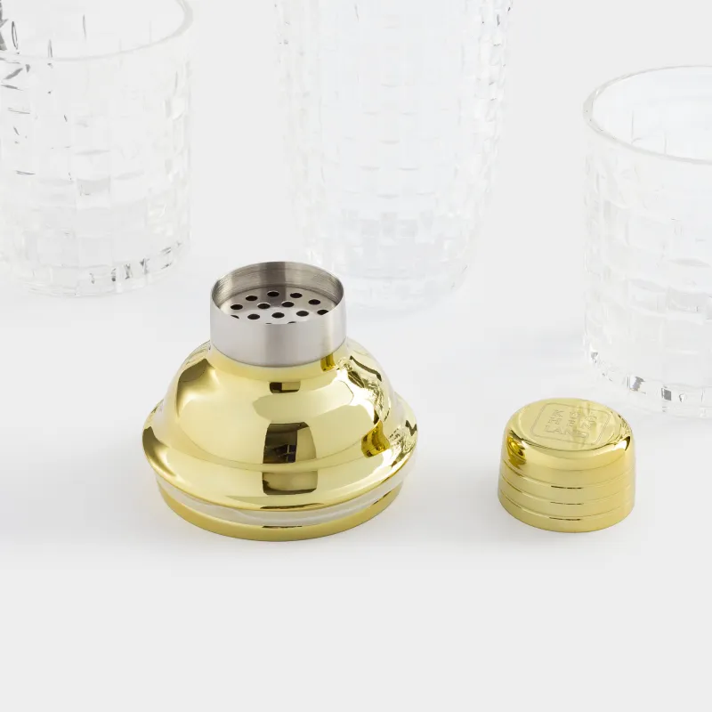 Набор для коктейлей, 2 перс, 3 пр, шейкер/стаканы, стекло Р/сталь, золотистый, Mosaic gold, image-4