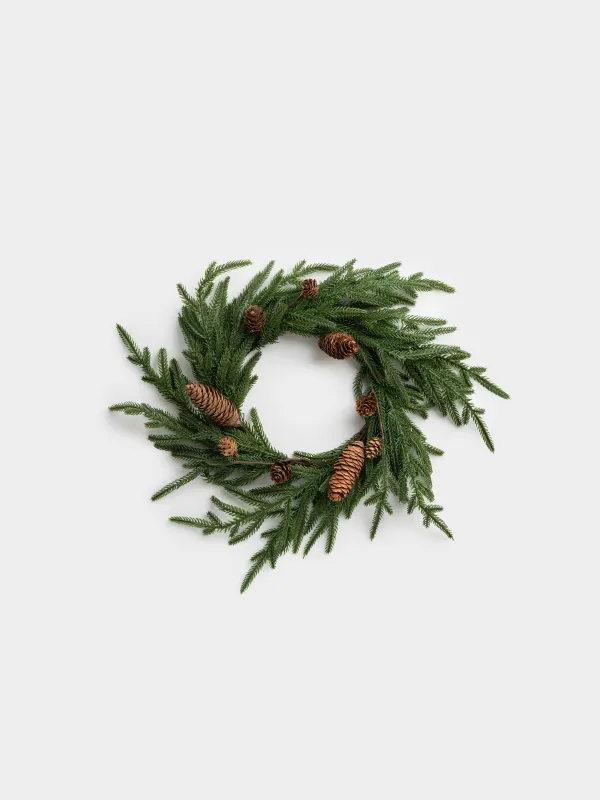 Венок рождественский, 49 см, Ель с шишками, Conifer decor, image-0