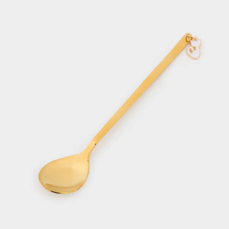 Ложка десертная, 14 см, 2 шт, сталь, золотистая, Коты, Cat, image-3