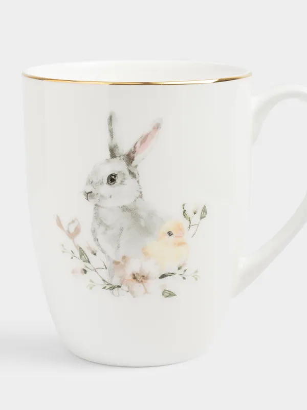 Кружка, 410 мл, Кролик с цыпленком, Easter, image-1
