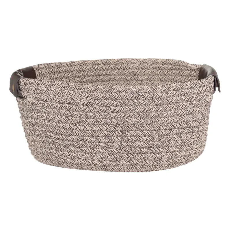Корзина для хранения, 29х21х14 см, с ручками, хлопок/полиэстер, овальная, коричневая, Twine, image-1