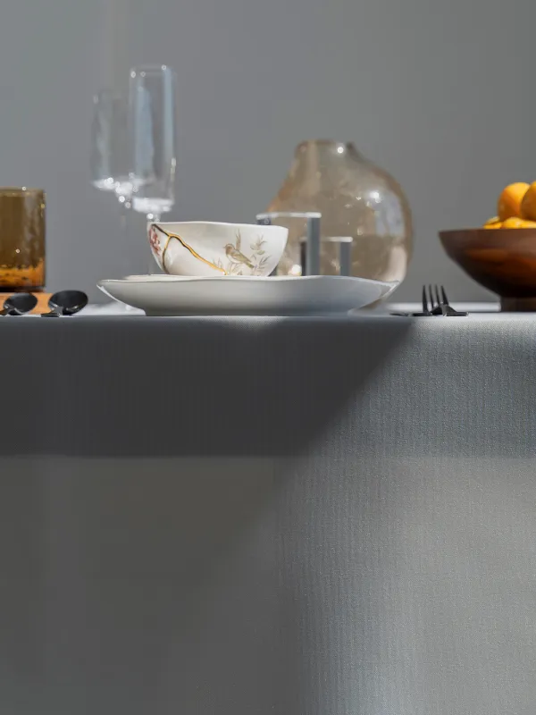 Скатерть, 160х160 см, полиэстер, белая, Линии, Trim gold, image-1