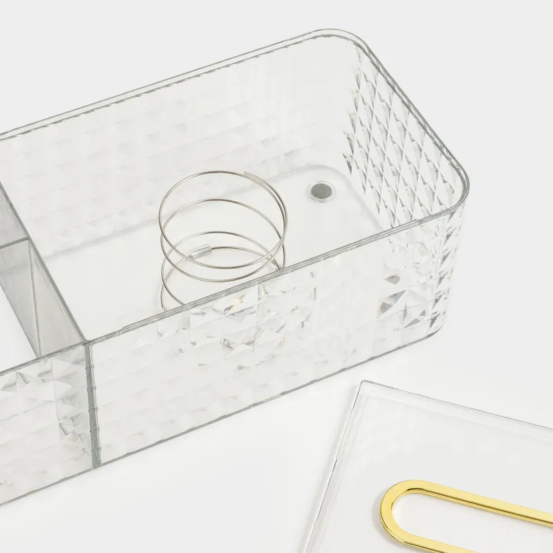 Бокс для бумажных салфеток, 24х12 см, с органайзером, с пружиной, пластик/металл, Kandy, image-4