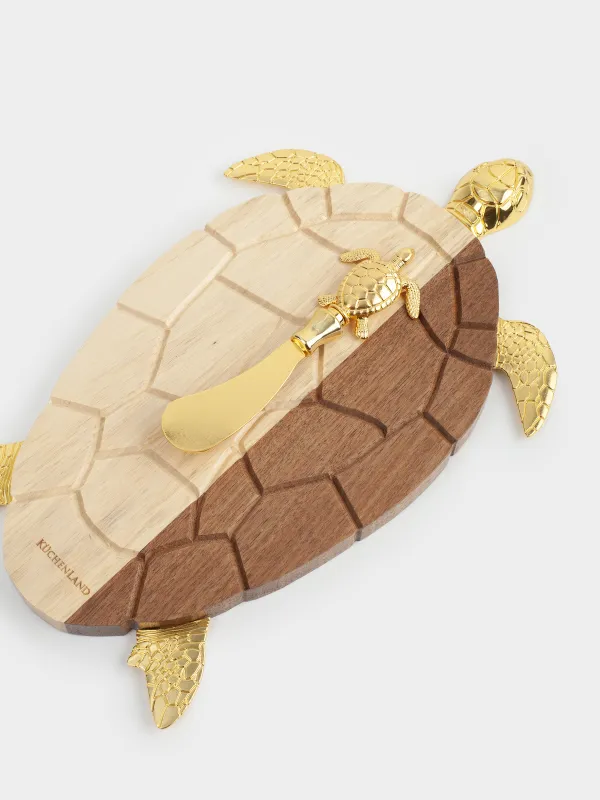 Блюдо сервировочное, 19х30 см, с ножом, дерево/металл, Черепаха, Noble tree, image-4
