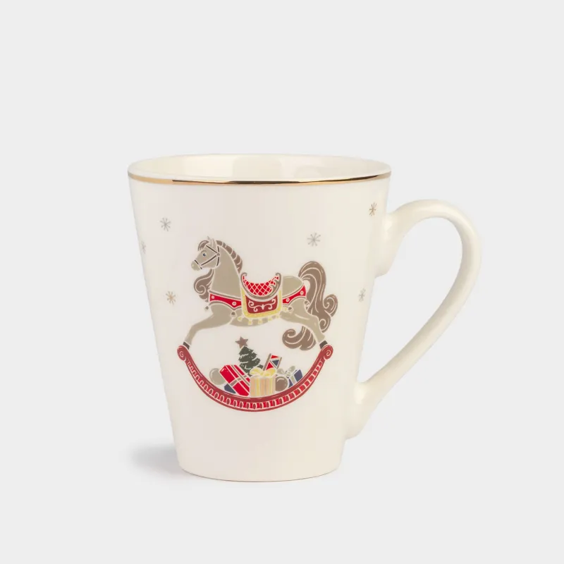 Кружка, 250 мл, фарфор N, белая, Лошадка с подарками, Horse christmas
