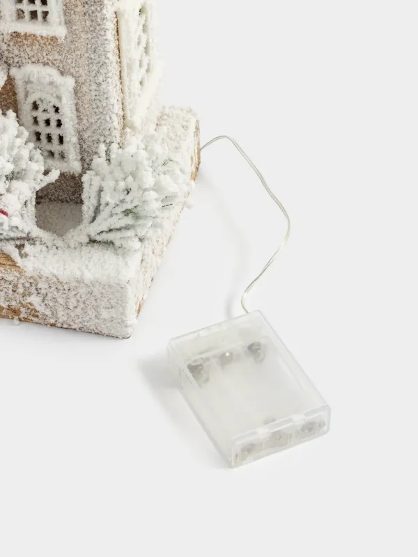 Статуэтка с подсветкой, 25х34 см, дерево, Заснеженный дом, Touch winter, image-3