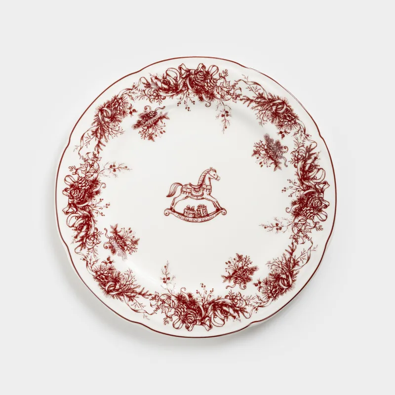 Тарелка закусочная, 20 см, фарфор N, бело-бордовая, Лошадка, Winter lace