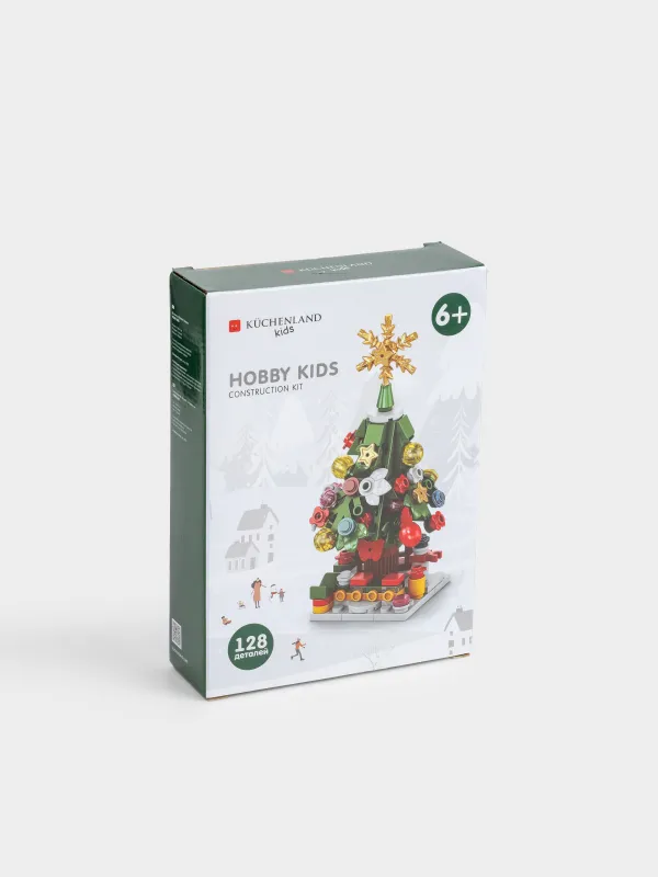 Конструктор, 13х7 см, 128 деталей, пластик, цветной, Елочка, Hobby kids, image-4