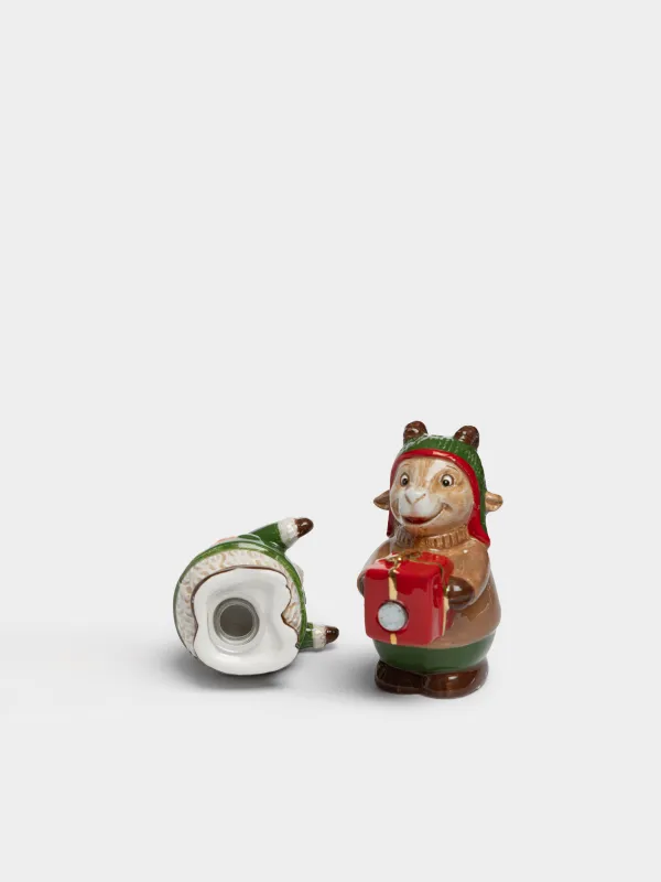 Набор для соли и перца, с магнитом, Козлята с подарком, Christmas goat, image-3
