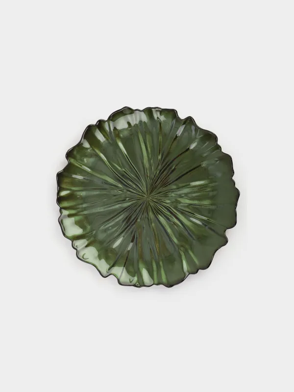 Тарелка обеденная, 28 см, стекло, зеленая, Verge, image-0