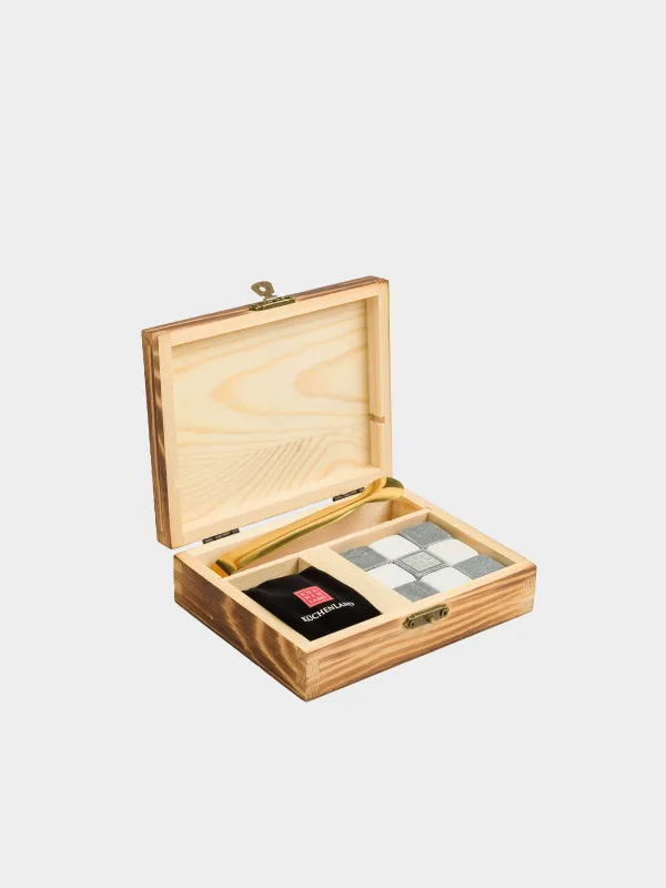 Набор кубиков для охлаждения напитков, 12 пр, с щипцами, в коробке, мрамор/сталь, Bar, image-0