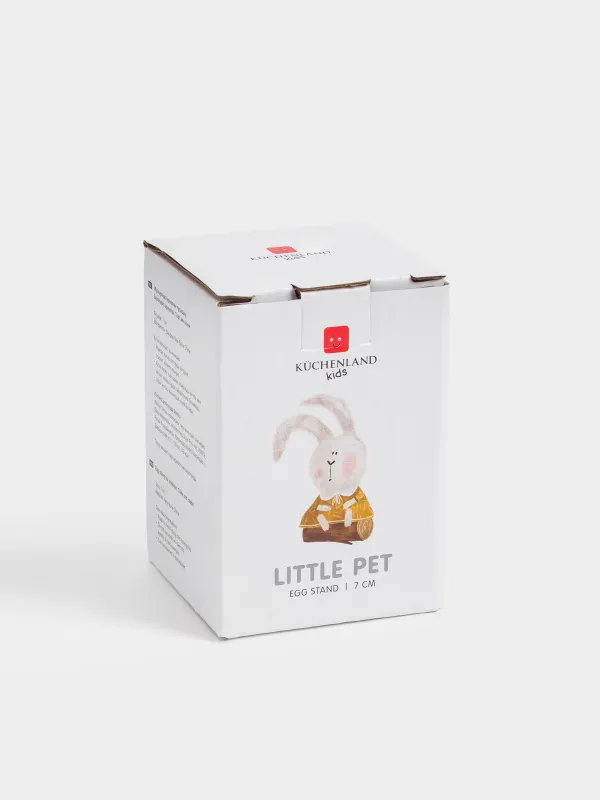 Подставка для яйца, детская, 7 см, фарфор N, белая, Торт и заяц, Little pet, image-4