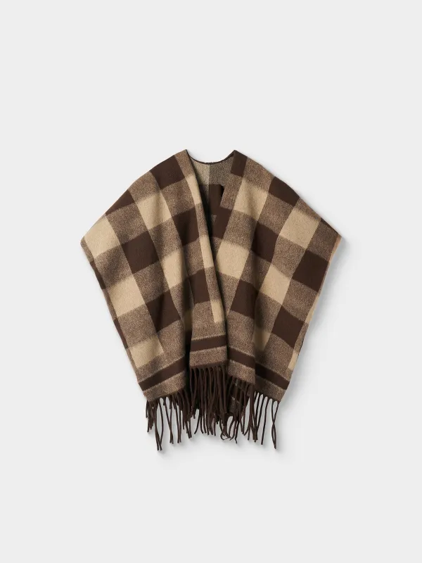 Пончо в клетку с бахромой, Poncho, image-4