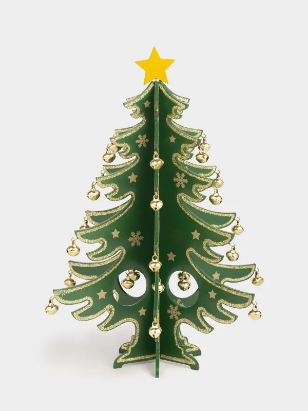 Статуэтка, 29 см, с подвесками, Елка с золотистыми шарами, Christmas style, image-0