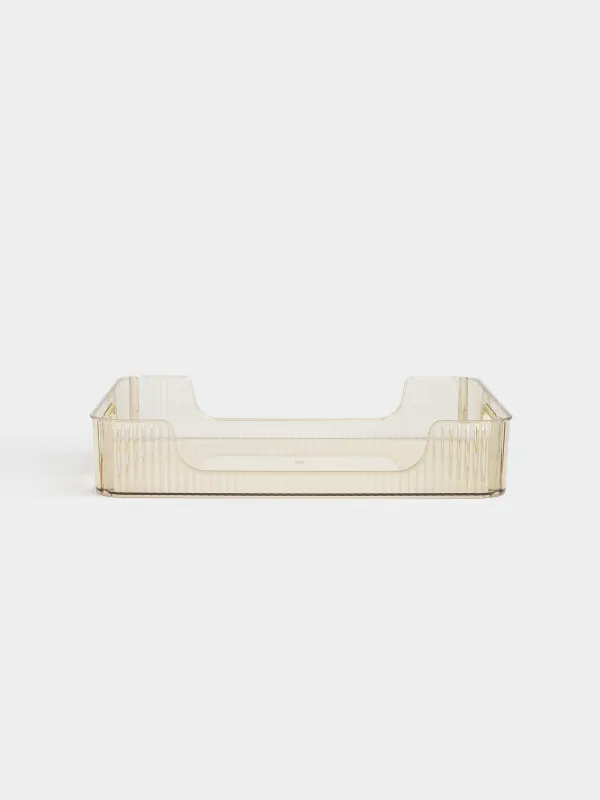 Ящик-органайзер, 32х22х9 см, хозяйственный, с ручками, пластик, янтарный, Ribby color, image-4