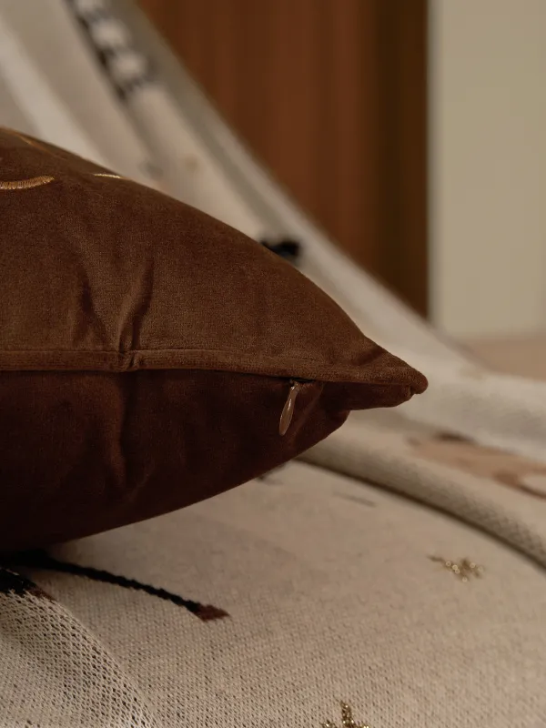 Подушка декоративная, 45х45 см, вельвет/бисер, коричневая, Лошадь, Horse, image-5