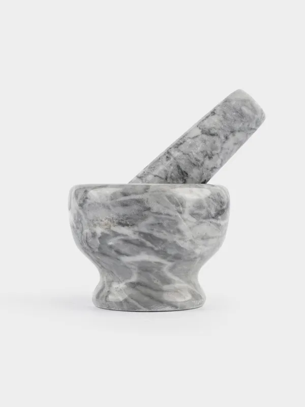 Ступка для специй, 8 см, с пестиком, мрамор, серая, Marble, image-4