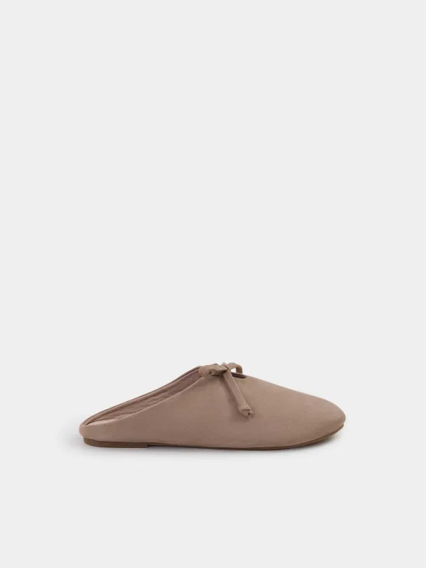 Мюли из экозамшы с завязками, Suede, image-0