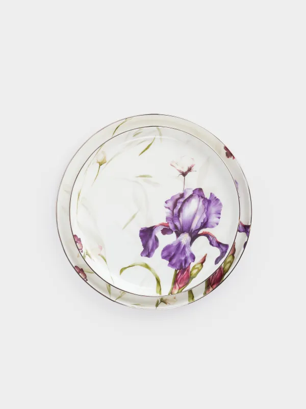 Сервиз обеденный, 6 перс, 19 пр, фарфор F, с серебристым кантом, Ирис, Antarctica Flowers, image-1