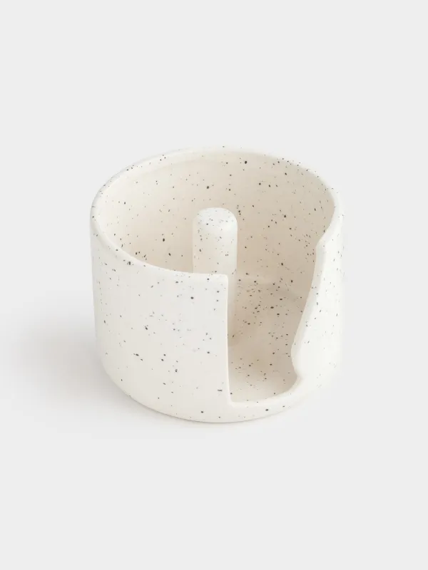 Держатель для бумажных полотенец, 8 см, керамика, молочный, в крапинку, Speckled black, image-1