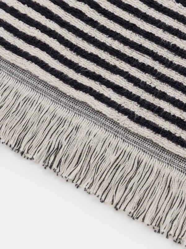 Полотенце, 40х60 см, хлопок, черно-бежевое, Полосы, Striped cotton, image-2