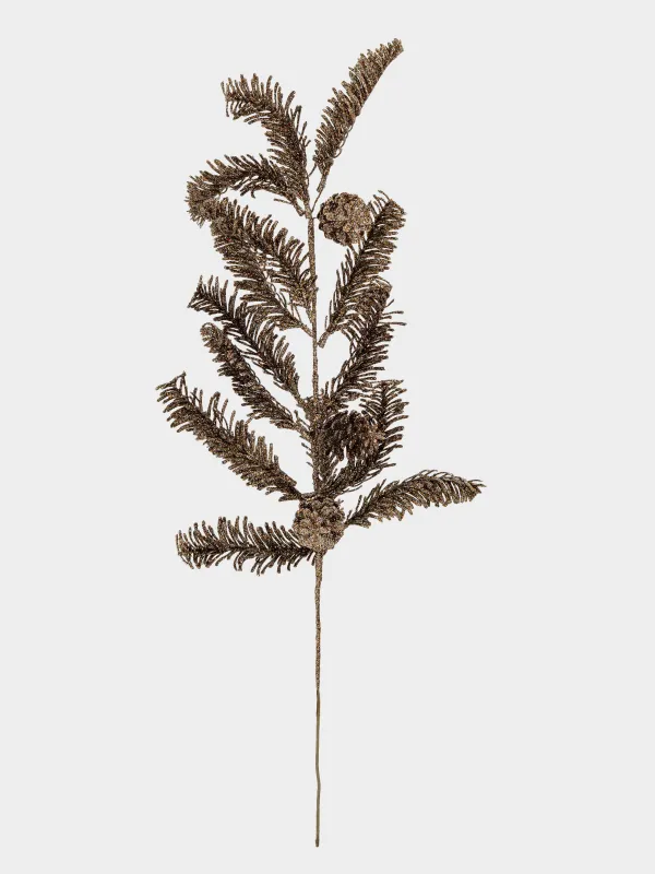 Ветка декоративная, 65 см, Бронзовая хвоя с шишками, Conifer bronze, image-0