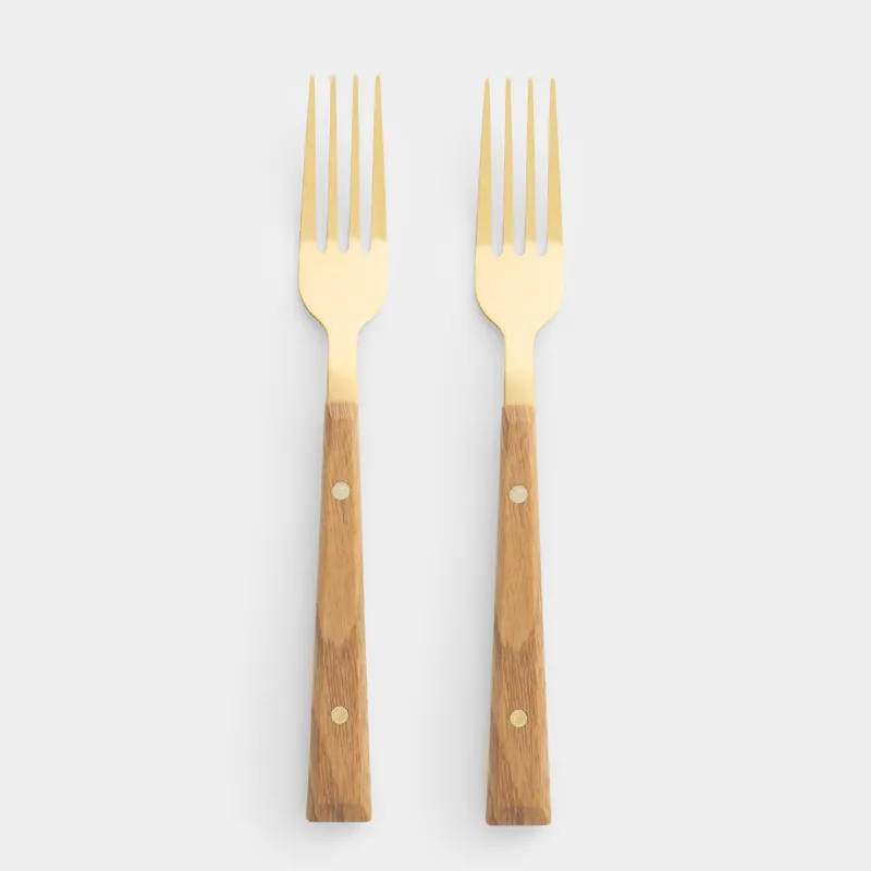 Вилка столовая, 2 шт, сталь/пластик, золотисто-коричневая, Colombo gold