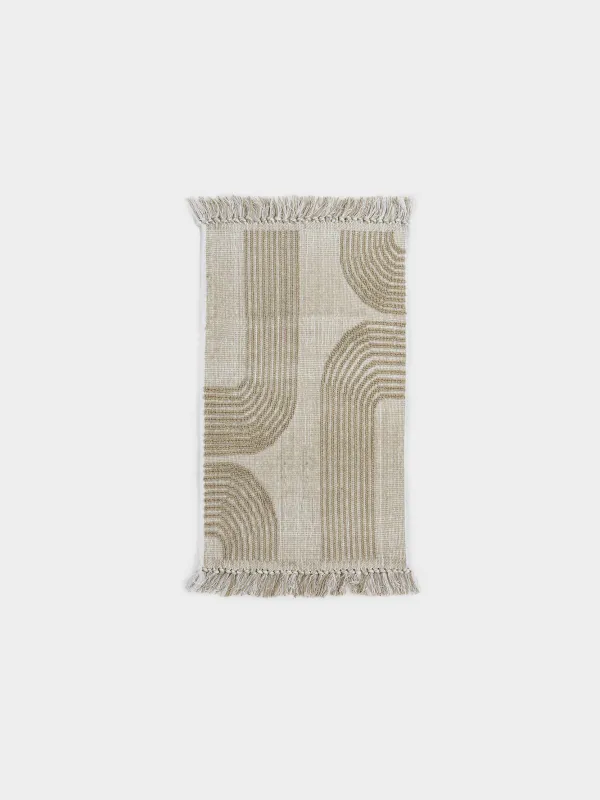 Коврик, 50x80 см, с бахромой, хлопок, песочный, Абстракция, Textured, image-0