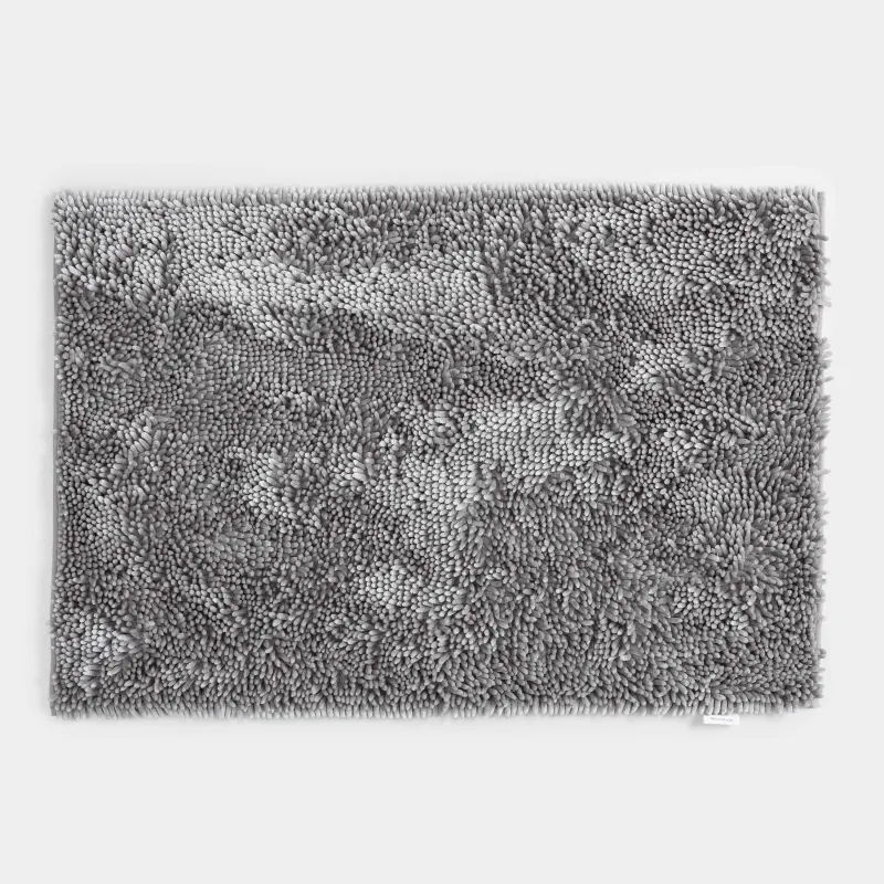 Коврик, 65х100 см, противоскользящий, полиэстер, серый, Fluff