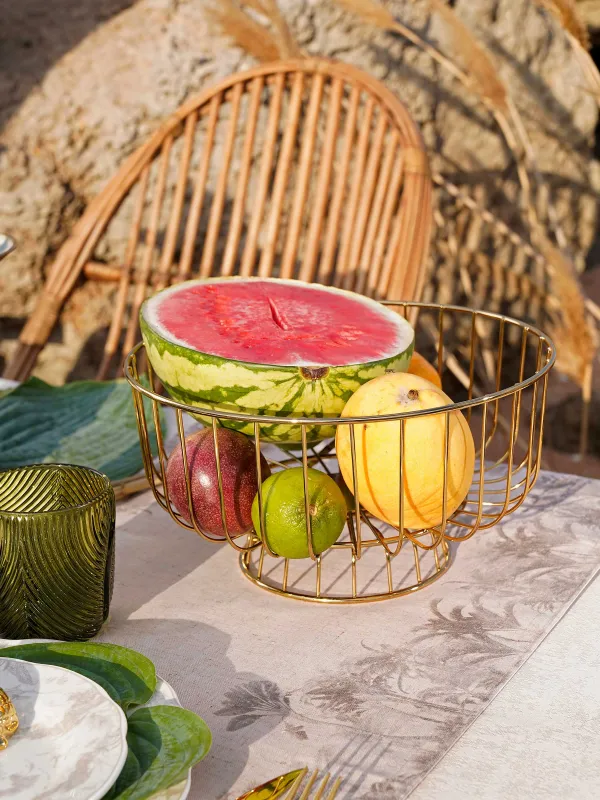 Корзина для фруктов, 28х16 см, на ножке, металл, золотистая, Twist gold, image-5