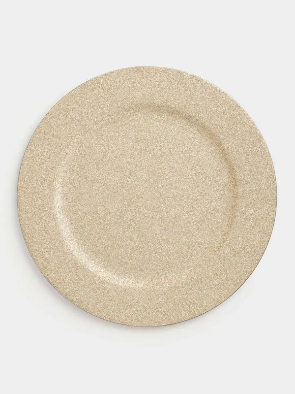 Тарелка подстановочная, 33 см, пластик, серебристая, Plastic sparkle, image-0
