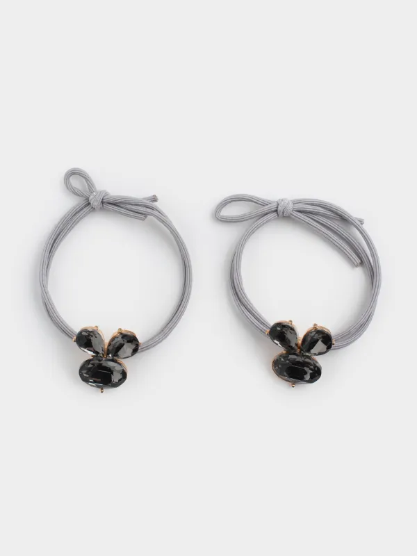 Резинка для волос, 4 см, 2 шт, полиэстер/пластик, черная, Зайки, Gracile, image-2