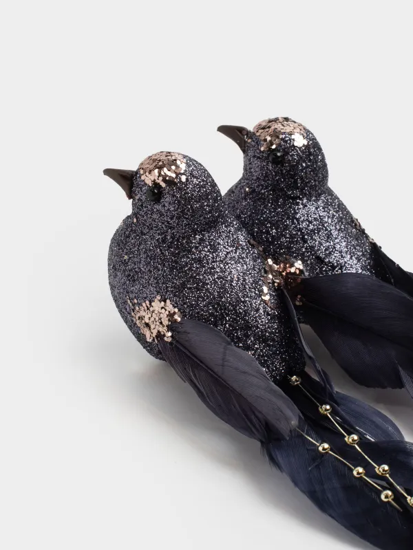 Украшение декоративное, 16 см, 2 шт, на клипсе, пенопласт/перо, графитовое, Птица, Birds NY, image-2