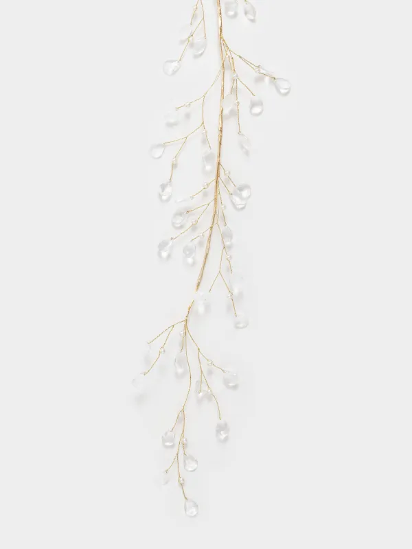 Ветка-гирлянда декоративная, 1,2 м, акрил/металл, Серебристые кристаллы, Crystal decor, image-1