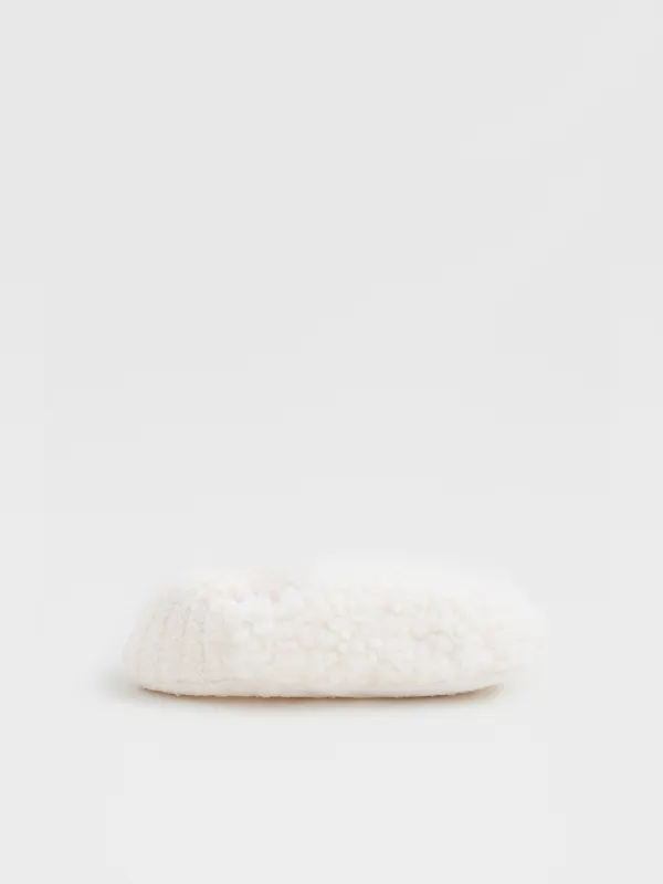 Тапочки-носки женские, домашние, искусственный мех/шерпа, молочные, Curled, image-0
