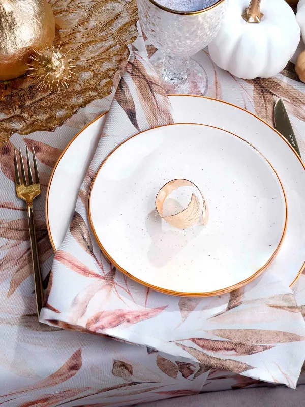 Сервиз обеденный, 6 перс, 18 пр, керамика, молочный, в крапинку, Roxas, image-6