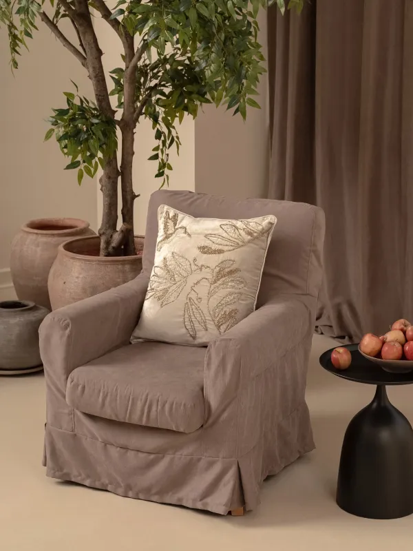 Подушка декоративная, 50х50 см, вельвет/бисер, песочная, Колибри, Paradise birds, image-3