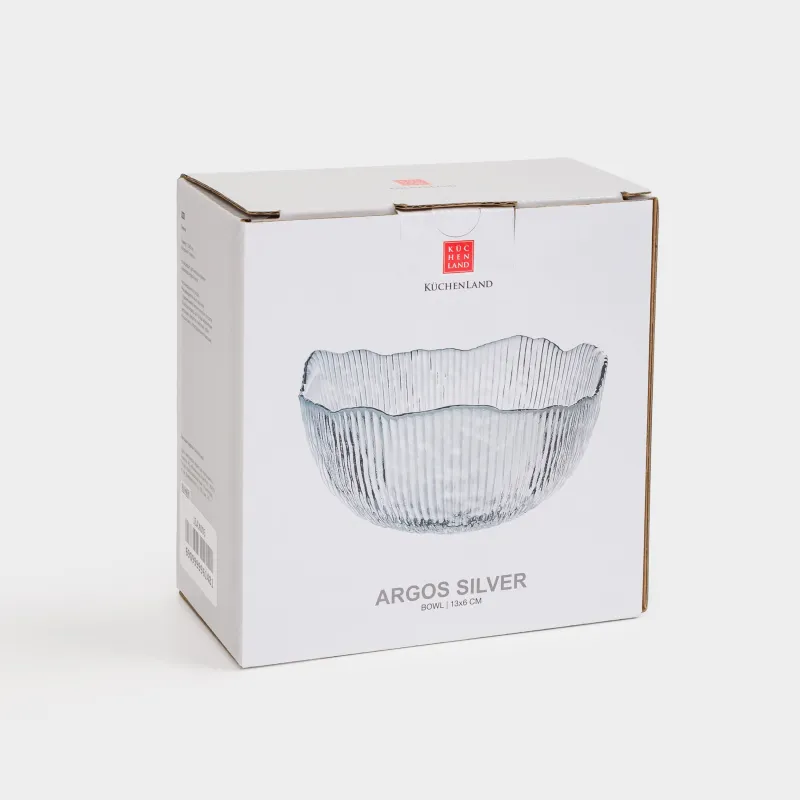 Пиала, 13х6 см, стекло Р, с серебристым кантом, Argos silver, image-4